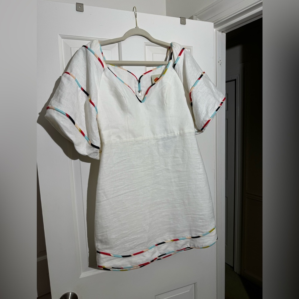 Farm Rio Multi Colored Striped Linen Mini Dress